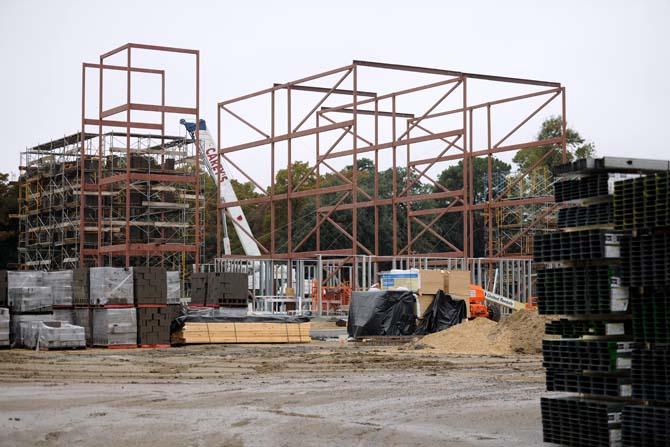 The construction of what will be the Cypress residential hall is progressing (Nov. 26, 2013)