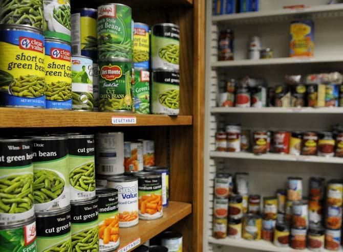 Cans of food that have been donated to the food pantry during the holiday season.