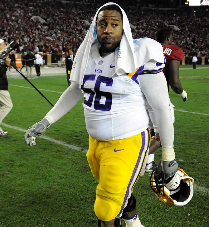 LSU sophomore offensive guard Trai Turner walks off the field Saturday, Nov. 9, 2013 after the Tiger's 38-17 loss to the Alabama Crimson Tide at Bryant-Denny Stadium in Tuscaloosa, AL.