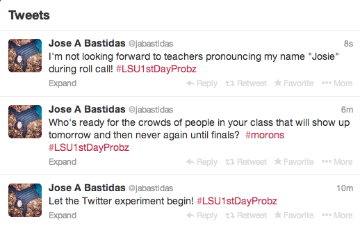 Screenshot of Jose Alejandro Bastidas's tweets.