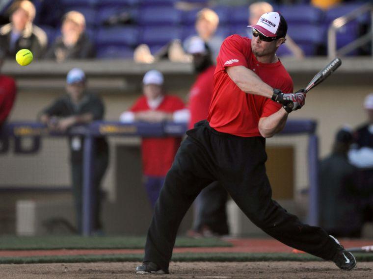 Former LSU baseball player Greg Devore hits the ball Saturday, January 18th, 2014 during the 2 Seam Dream Cancer Awareness Day Home Run Derby at Alex Box Stadium, Skip Bertman Field.