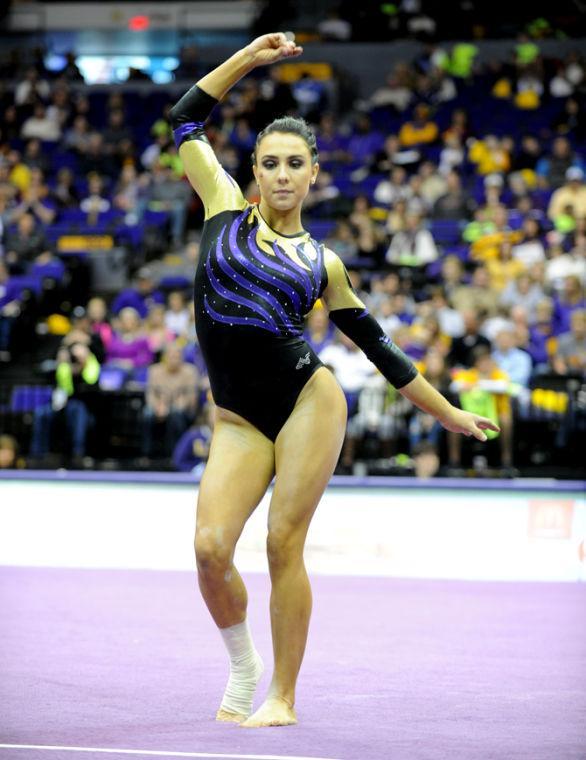 LSU Gymnist, Rheagan Courville, performing her flat routine at the LSU vs Auburn Gym Meet at the PMAC on 1.25.14.