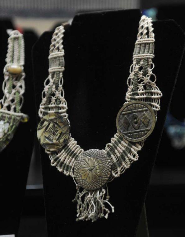 Macram&#233; necklaces with clay beading are on display for the Knot Just Beads exhibit by bead and fiber artist Jane Olson-Phillips Sunday, January 26, 2014 at the LSU Textile and Costume Museum located in the Human Ecology Building.