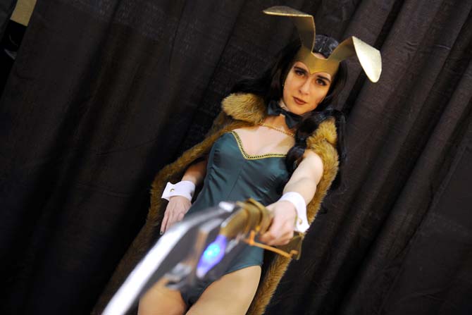 Rebecca Stevens cosplays "Loki Bunny" Saturday, Feb. 8, 2014 at the Wizard World New Orleans Comic Convention.