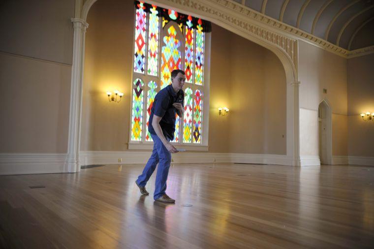 Martin DeLatte takes an EKG reading of the Louisiana Old State Capitol on Friday afternoon, Feb. 14, 2014.