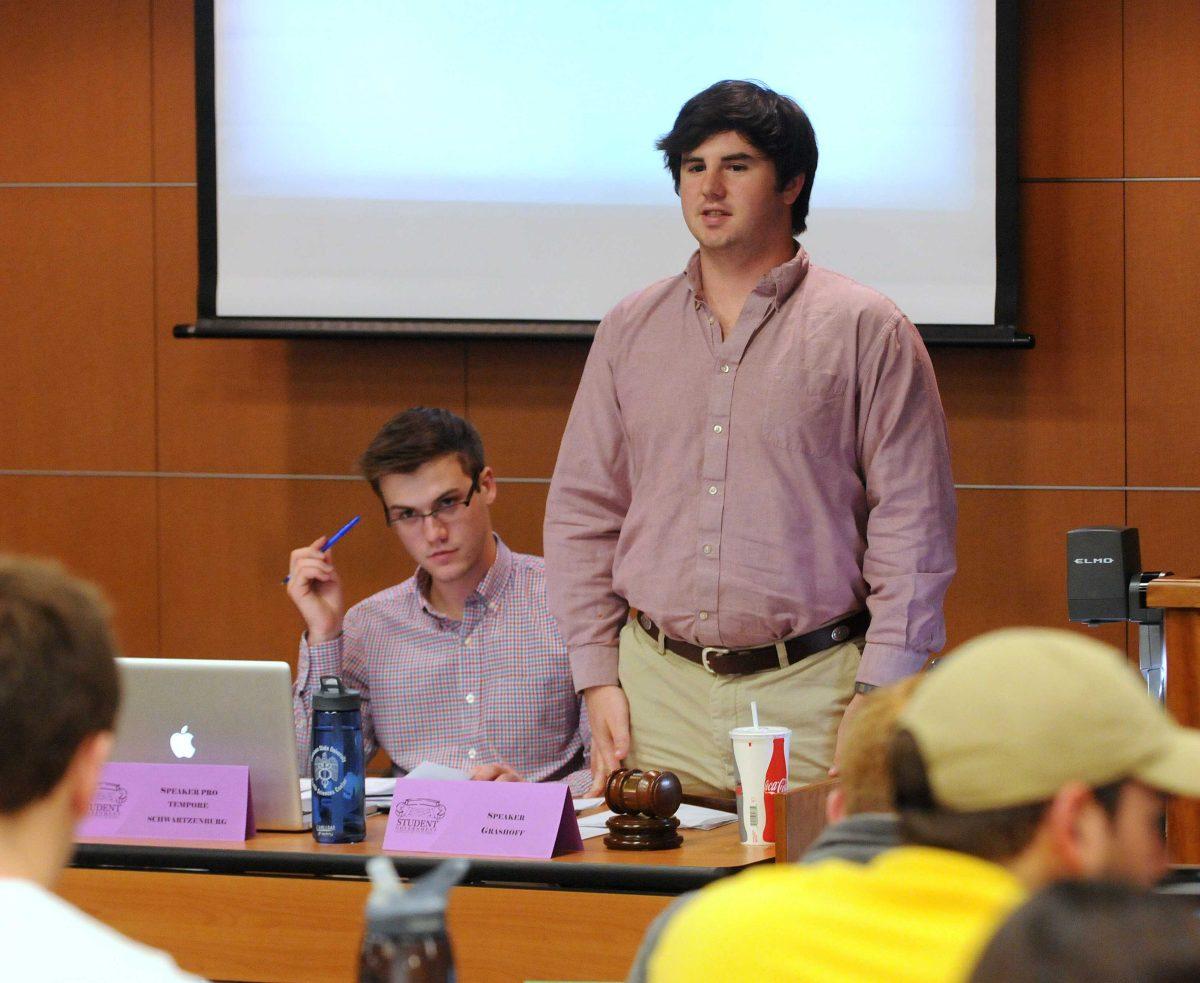 Student Government Speaker of the Senate Alex Grashoff leads the meeting Wednesday, Feb. 19, 2014 in the Student Union.