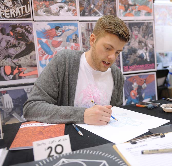 Artist Alley allows local comic book artists, writers, and designers to promote and support their work along with other supporting companys. Robert Wilson IV, like many convention artists, offer illustrations and sample work for Wizard World attendees.