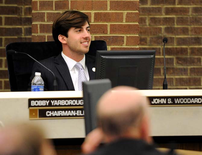 <p>John S. Woodard attends a Board of Supervisors meeting Friday, September 6, 2013 in the LSU Systems Building.</p>