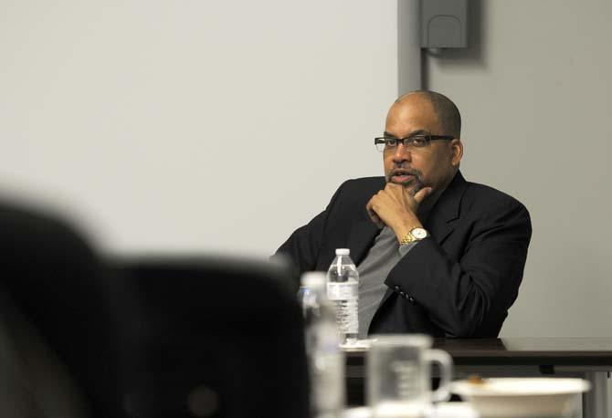 Rev. Herman Kelly joins a panel discussion for "Voices of Educated Black Men" Tuesday, Feb. 25, 2014 held by the National Organization of Black Chemists and Chemical Engineers (NOBCChE).