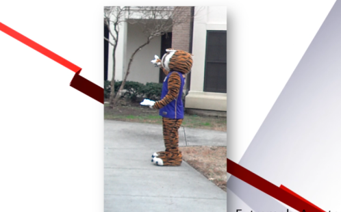 Mike the Tiger intimidates frightened students in this amateur still.&#160;