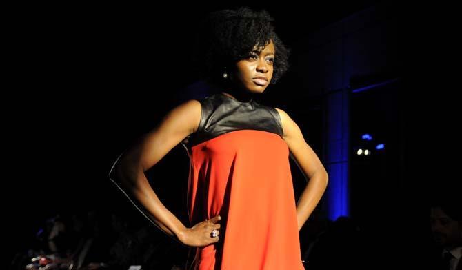 A model strikes a pose at the end of the runway Saturday, Feb. 15, 2014 during the first ever Oneofakind Baton Rouge Fashion Week event at the Capitol Park Museum in downtown Baton Rouge.