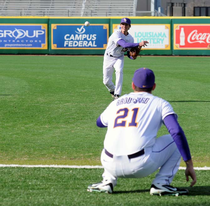 LSU junior pitcher Brady Domangue throws the ball Wednesday, Jan. 5, 2014, in Alex Box Stadium. Domangue could be selected as the Tigers' closer for the 2014 season.