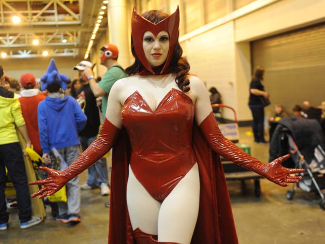 Remy d'Arda cosplays as "Scarlett Witch" Saturday, Feb. 8, 2014 at the Wizard World New Orleans Comic Con held at the New Orleans Convention Center.