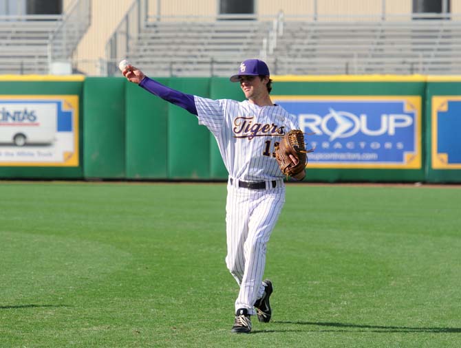 LSU junior pitcher Brady Domangue throws the ball Wednesday, Jan. 5, 2014, in Alex Box Stadium. Domangue could be selected as the Tigers' closer for the 2014 season.