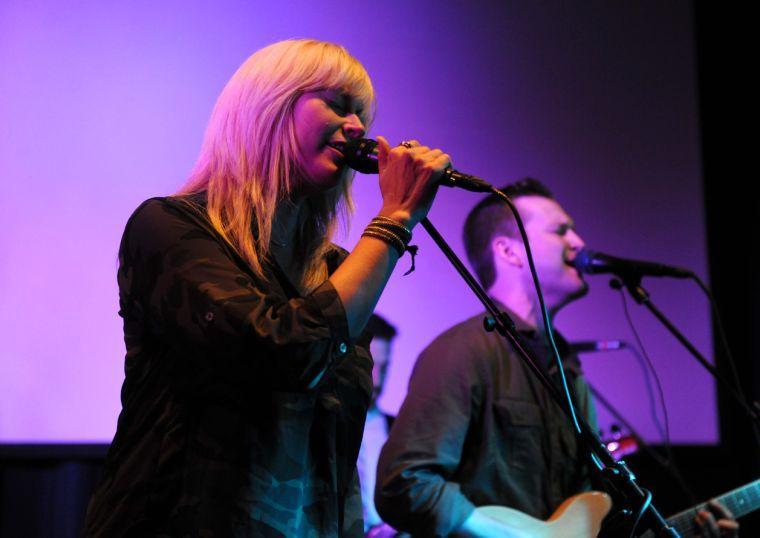 The Millburns vocalist Ashley Cowart and vocalist and guitarist Ben Nelson rehearse their song "Waste" on Thursday, January 23, 2013 in their practice space in Baton Rouge.