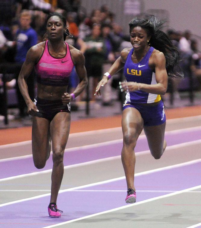 LSU freshman sprinter Travia Jones sprints on track Friday, Feb. 21, 2014 in the Carl Maddox Field House.