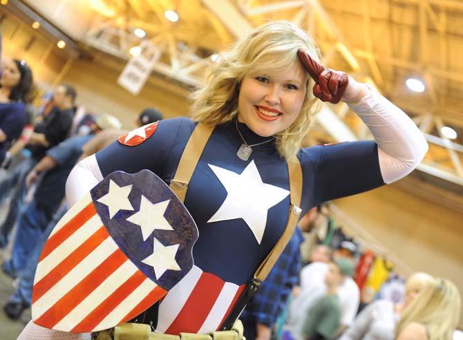 Marina Nye cosplays as "Captain America" Saturday, Feb. 8, 2014 at the Wizard World New Orleans Comic Convention held at the New Orlans Convention Center.