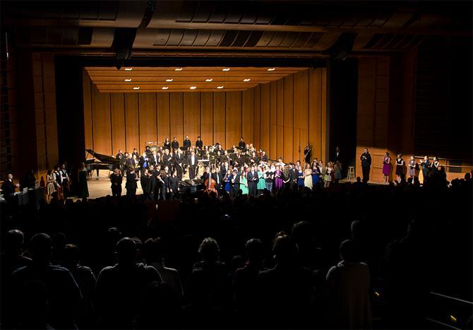 The musicians of The Concert Spectacular, The Annual LSU School of Music Fundraiser in the Union Theater, receive a standing applause after their performance.