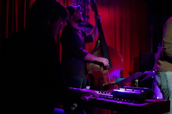 Brad Webb's Making Faces' Doc Sharp on keys as the band performs at Mud and Water Thursday, Feb. 13 2014.