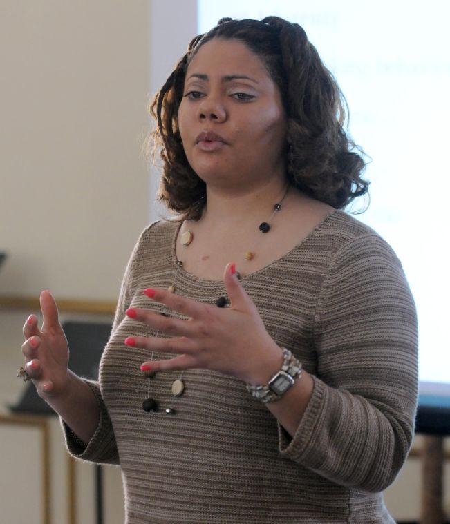 Dr. Danielle Alsandor speaks during her lecture on "The Resiliency of Underrepresented College Students" as part of the Blacks in Academia Lecture series Wednesday Feb. 5, 2013 in the LSU Honors College: French House Grand Salon.