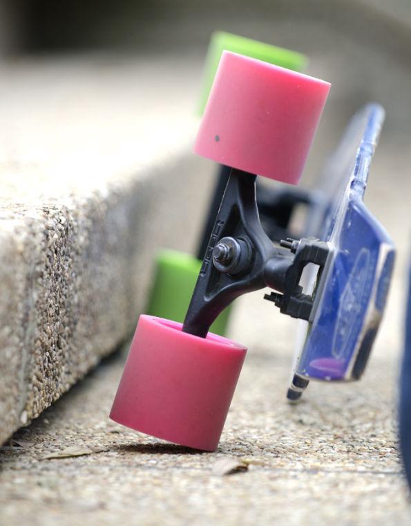 Bryan Prince's long board before a tedious 100 mile trip from Baton Rouge to New Orleans on his long board.