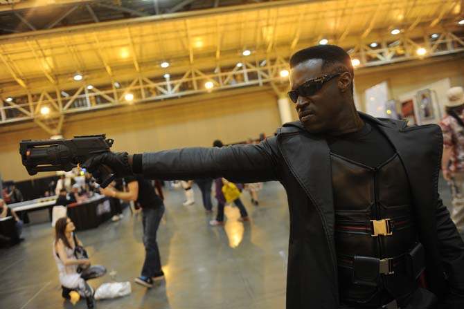 Jessie Harris cosplays as Blade" Saturday, Feb. 8, 2014 at the Wizard World New Orleans Comic Con held at the New Orleans Convention Center.