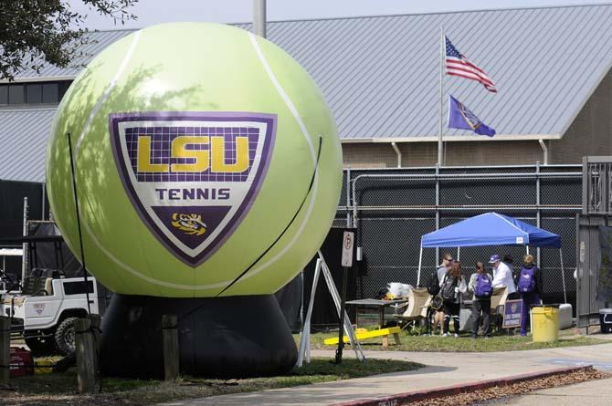 A giant inflatable tennis ball welcomed fans to Friday's match against Alabama.