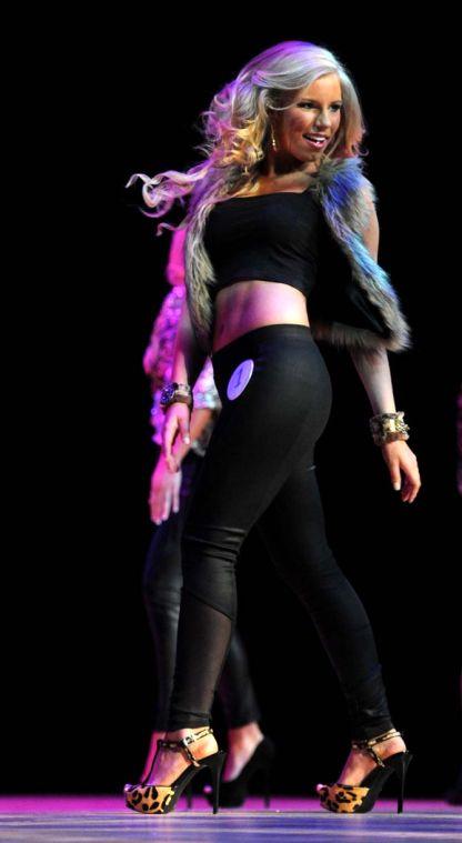 A contestant in the Miss LSU-USA pageant performs during the group dance number Sunday, March 23, 2014, at the Miss LSU-USA pageant in the Union Theatre.