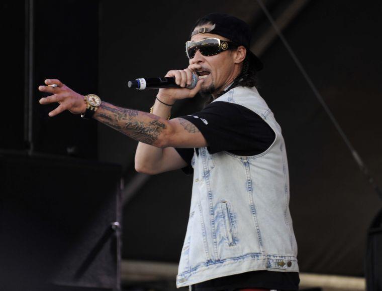 Krayzie Bone raps on the Power Plant stage during the Bone Thugs-n-Harmony show at Buku Music + Art Project on Friday, March 21, 2014 at Mardi Gras World in New Orleans.