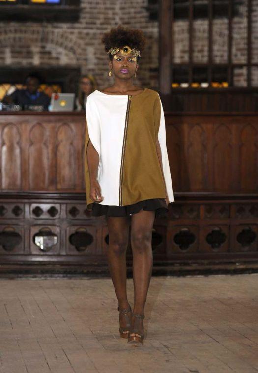 A model wearing a LSU apparel design senior Annie Etzel design walks Sunday, March 16, 2014 at The Felicity Methodist Church.