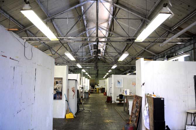 Unsightly roofing covers graduate studio spaces in the Studio Arts Building.