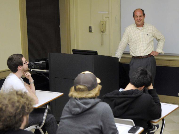 Libertarian candidate for US Senate Brannon McMorris speaks to the College Libertarians at LSU Monday, March 17, 2014 in Coates Hall.