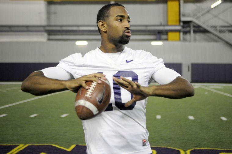 LSU sophomore quarterback Anthony Jennings throws the ball during practice Monday, March 10, 2014 at the Charles McClendon Practice Facility.