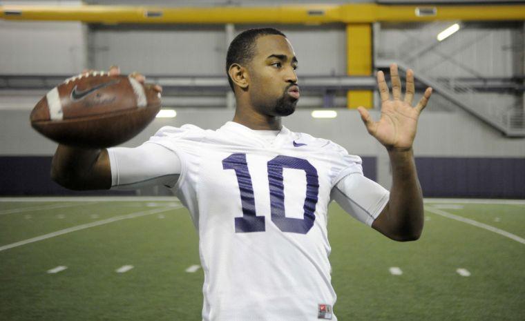 LSU sophomore quarterback Anthony Jennings throws the ball during practice Monday, March 10, 2014 at the LSU Indoor Practice Facility.