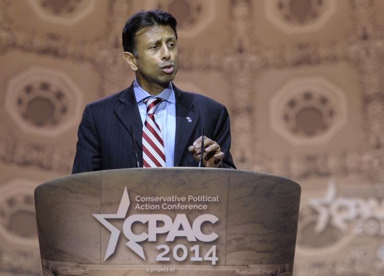 Louisiana Gov. Bobby Jindal speaks at the Conservative Political Action Committee annual conference in National Harbor, Md., Thursday, March 6, 2014. Thursday marks the first day of the annual Conservative Political Action Conference, which brings together prospective presidential candidates, conservative opinion leaders and tea party activists from coast to coast. (AP Photo/Susan Walsh)