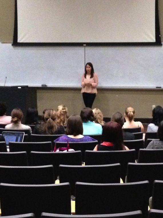 "Intern Queen" Lauren Berger speaks at the PRSSA Conference at LSU on Sunday. Berger discussed ways to land a successful internship and careers.&#160;