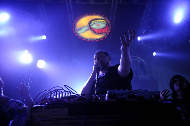 Dan Deacon speaks to his audience during Buku Music + Art Project on Saturday, March 22, 2014 at Mardi Gras World in New Orleans.