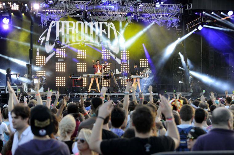 Chromeo performs Saturday, March 22, 2014 during Buku Music + Art Project at Mardi Gras World in New Orleans.