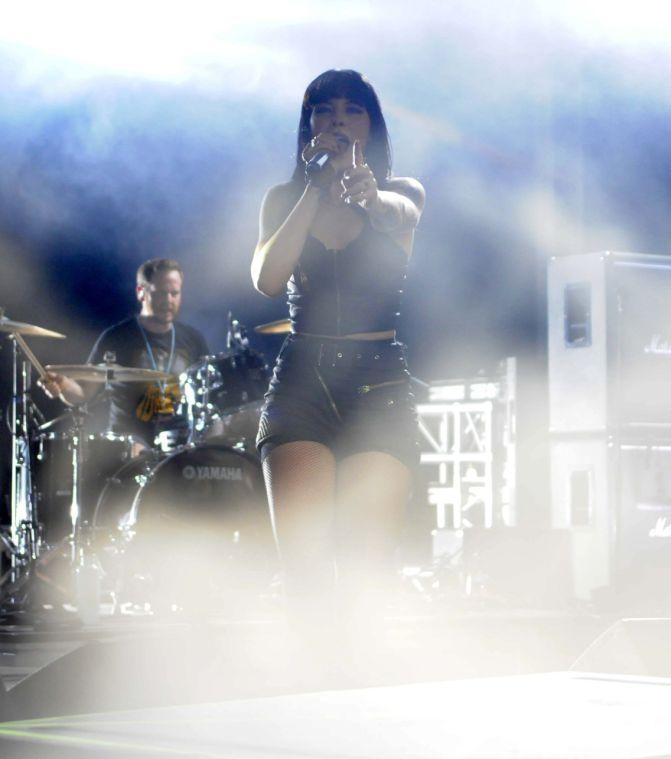 Sleigh Bells rocks out in the Float Den during Buku Music + Art Project on Friday, March 21, 2014 at Mardi Gras World in New Orleans.