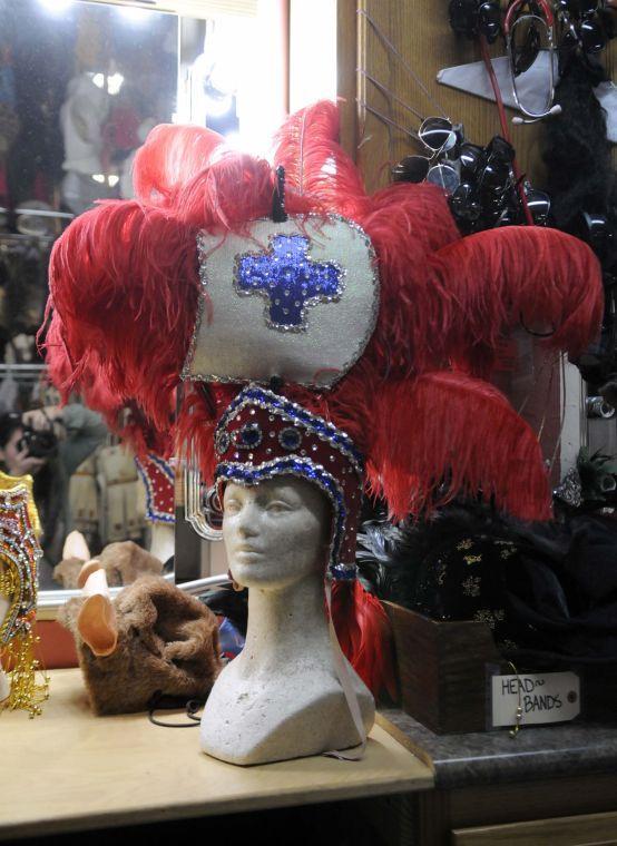 A headdress at the make-up station of Southern Costume Company on Lafayette Street in New Orleans.