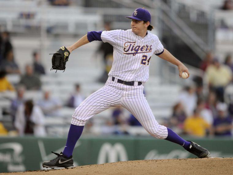 LSU junior pitchter Cody Glenn pitches the ball during the Tigers' 9-0 victory against Southern Alabama on Wednesday, March 19, 2014 at Alex Box Stadium.