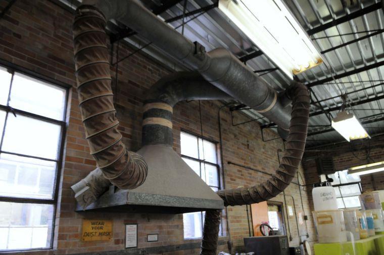 A ventilator sits defunct in the Ceramics portion of the Studio Arts Building.