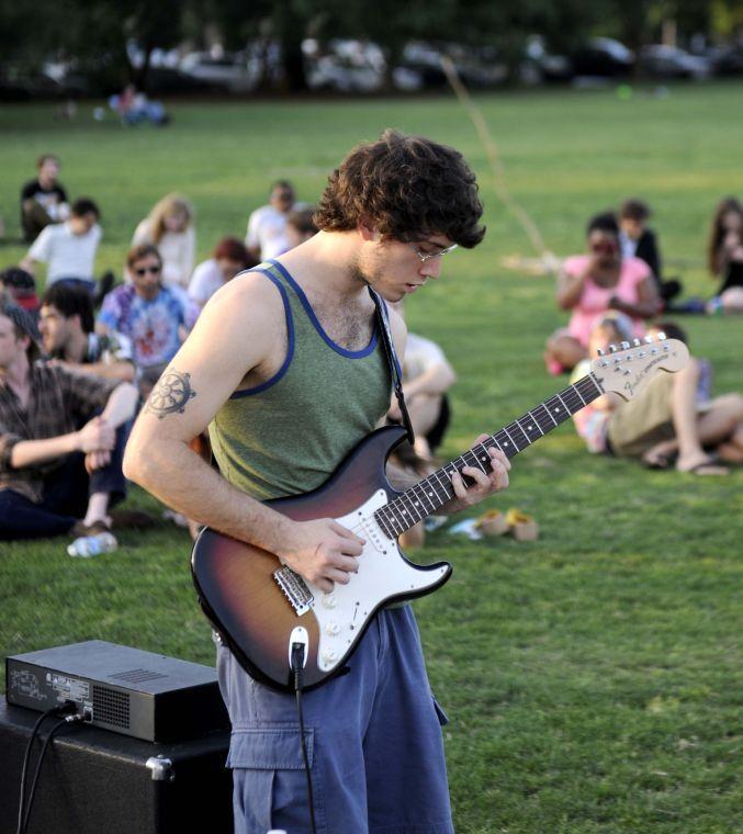 Funkin' Fierce guitarist plays the Spring Greening Legalize Marijuana Festival on April, 24 2014 on the LSU Parade Grounds.