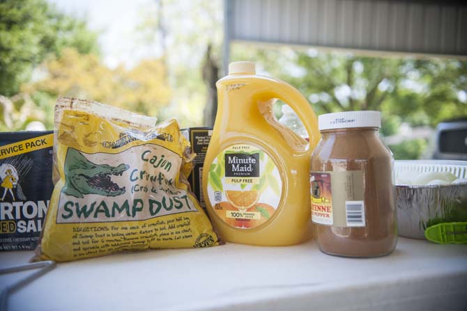 Traditional and unique seasonings are prepped for boiling Sunday, April 20, 2014 in New Iberia, La.