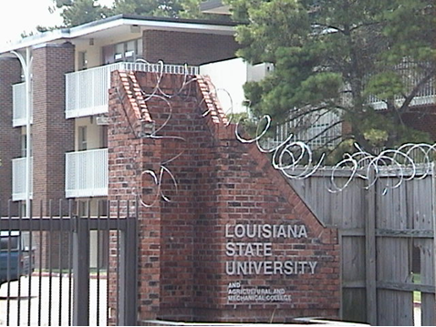 A barbed wire fence separating LSU from Old South Baton Rouge.