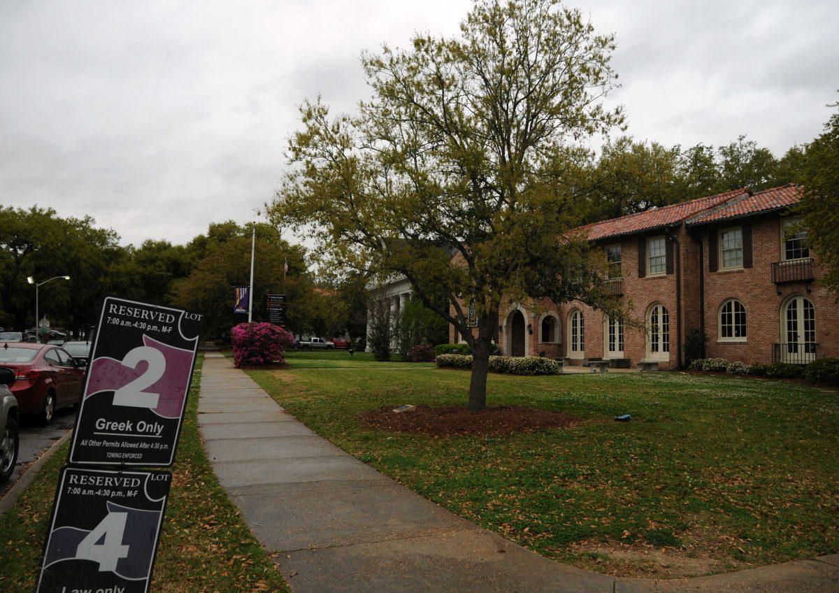 Fraternity houses sit on LSU's campus on March 27, 2014.