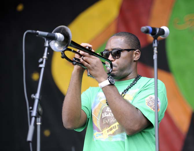 Rebirth Brass Band performs Sunday, April 27, 2014, during the New Orleans Jazz and Heratige Festival.