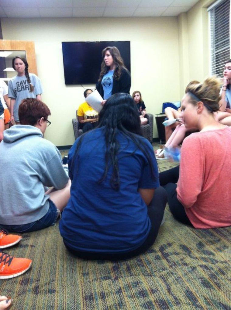 The closing floor meeting for an all-female floor. This may change in the near future.