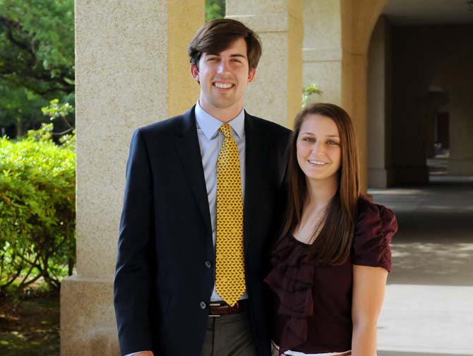 Student Government president John Woodard and vice president Taylor Parks finished their terms and passed the titles to Clay Tufts and Taylor Lambert for the upcoming academic year.