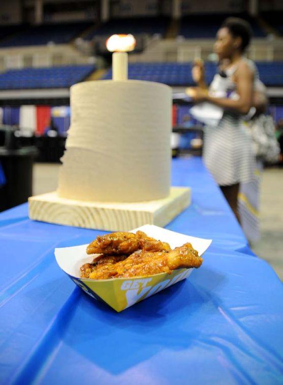 Wings sit in a basket waiting to be devoured Saturday, April 26, 2014 during the first annual Louisiana Wing-a-thon at the Baton Rouge River Center.